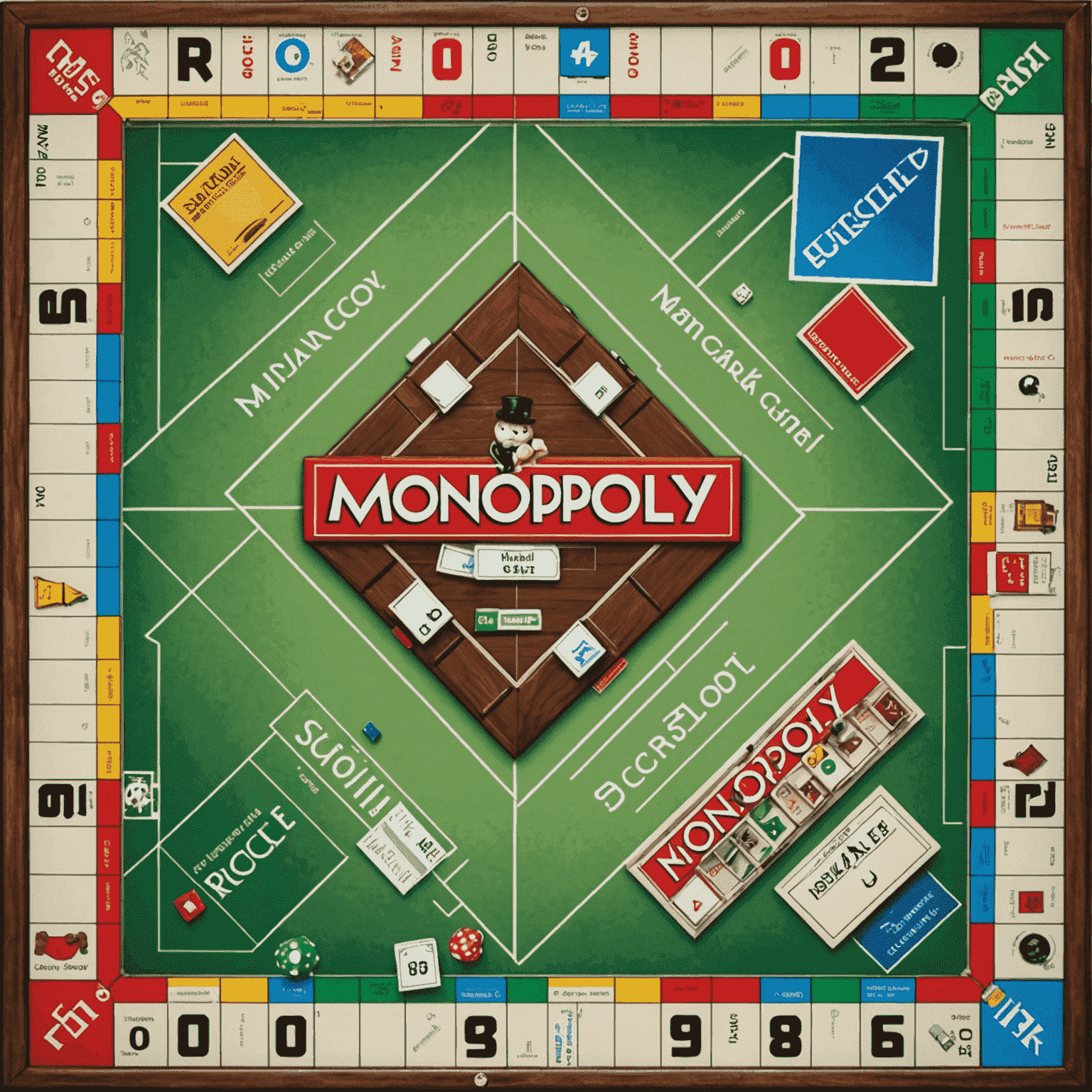 Imagen de varios juegos de mesa modernos populares como Monopoly, Scrabble y Risk